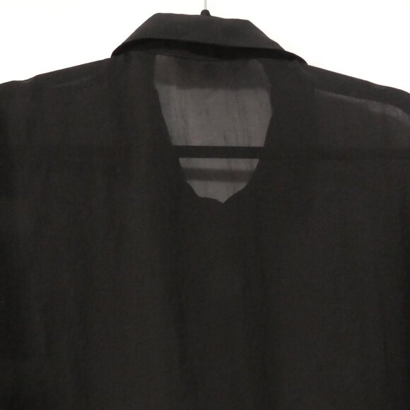 ADDITION ELLE | size 18 | Classic Sheer Black Button-Up Shirt | Roll Tab Sleeves - Picture 10 of 15